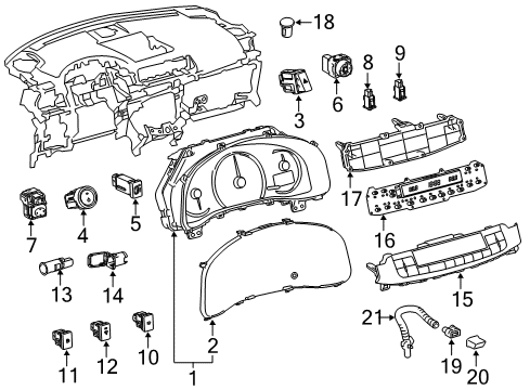 2013 Lexus CT200h Cluster & Switches, Instrument Panel Heat Switch Diagram for 84871-76010