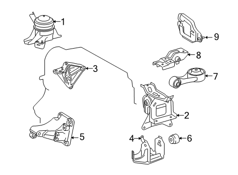 2014 Scion xD Engine & Trans Mounting Damper Diagram for 12351-21070