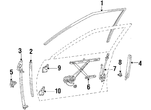 1986 Toyota Camry Front Door - Glass & Hardware Handle, Outside Diagram for 69220-32010