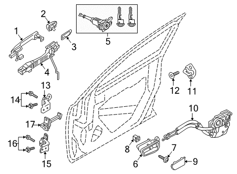 2017 Toyota Yaris iA Front Door Lock Assembly Diagram for 69040-WB001
