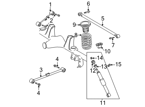 2001 Toyota Sequoia Rear Suspension Components, Lower Control Arm, Upper Control Arm, Stabilizer Bar Shock Diagram for 48530-A9110