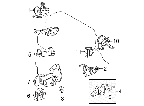 2007 Toyota RAV4 Engine & Trans Mounting Rear Mount Bracket Diagram for 12321-28190
