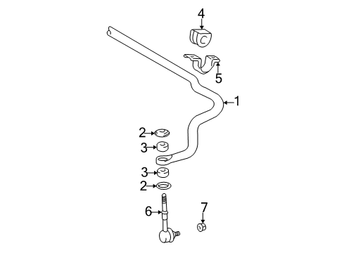 1995 Toyota Tacoma Stabilizer Bar & Components - Front Stabilizer Bar Retainer Diagram for 90948-02069
