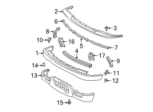 2001 Toyota Tacoma Front Bumper Reinforcement Diagram for 52131-AD010