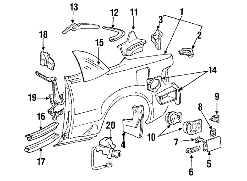 1993 Toyota Celica Quarter Panel & Components Washer, Wave Diagram for 90206-10014
