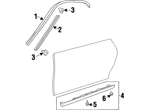 1994 Toyota Supra Exterior Trim - Pillars, Rocker & Floor Rocker Molding Diagram for 75850-19175