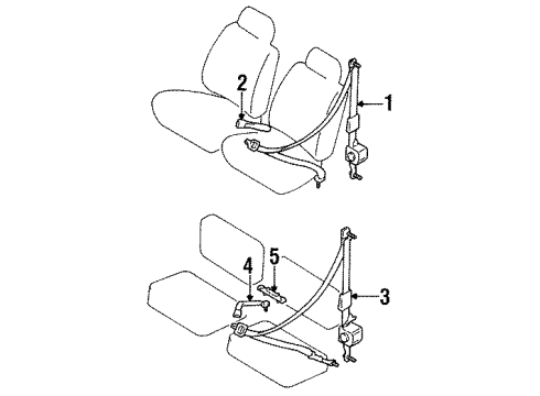 1994 Toyota Pickup Front Seat Belts, Rear Seat Belts Belt & Retractor Diagram for 73220-35100-B0