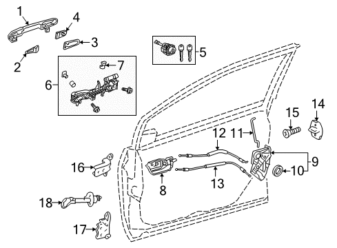 2016 Toyota Prius Front Door Handle, Outside Diagram for 69210-47050-A0