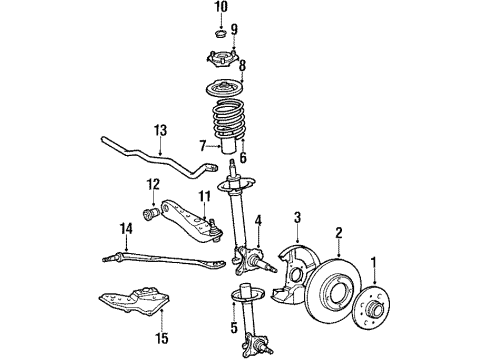 1987 Toyota Cressida Front Suspension Components, Lower Control Arm, Stabilizer Bar Cylinder Assy, Front Disc Brake, RH Diagram for 47730-22160