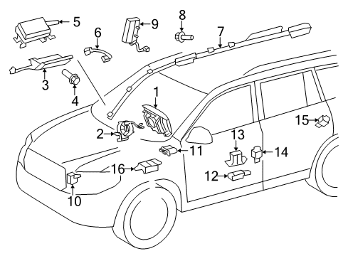 2010 Toyota Highlander Air Bag Components Position Sensor Protector Diagram for 72277-06020