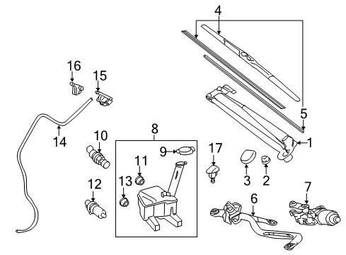 2014 Toyota Yaris Wiper & Washer Components Wiper Blade Refill Diagram for 85214-52090