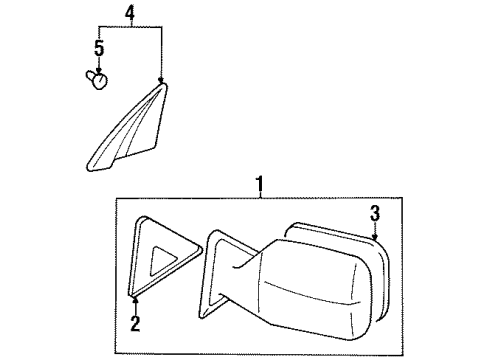 1997 Toyota Land Cruiser Outside Mirrors Driver Side Mirror Assembly Outside Rear View Diagram for 87940-60130-08