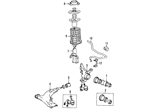 1991 Toyota Celica Front Suspension Components, Lower Control Arm, Stabilizer Bar Bushings Diagram for 48075-20020