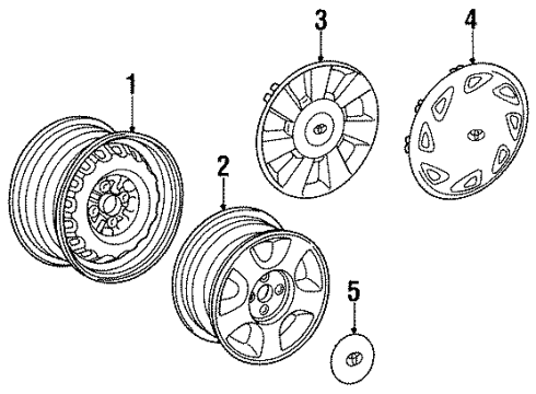 1994 Toyota Paseo Wheels, Covers & Trim Wheel Cap Diagram for 42602-16050