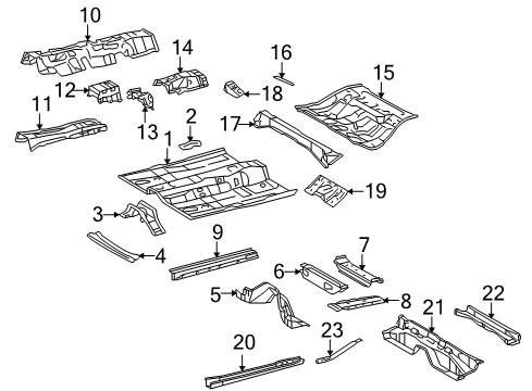 2011 Toyota Venza Pillars, Rocker & Floor - Floor & Rails Side Reinforcement Diagram for 57429-06020