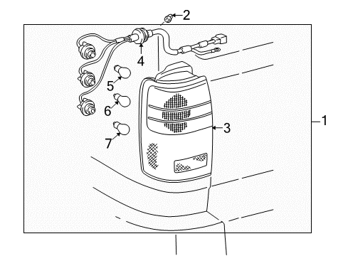 2000 Toyota 4Runner Tail Lamps Lens & Housing Diagram for 81551-35120