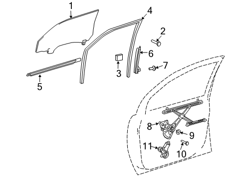2005 Toyota Sienna Front Door Window Frame Diagram for 67403-AE010