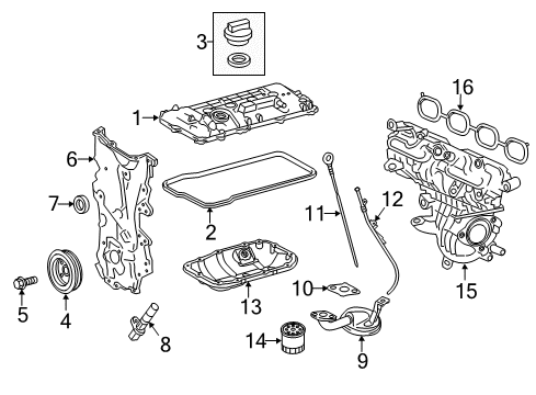 2018 Toyota Prius C Powertrain Control Gasket Diagram for 17177-21040