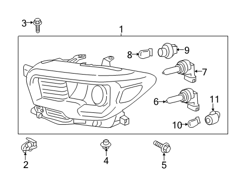 2018 Toyota Tacoma Bulbs Headlamp Assembly Diagram for 81150-04261
