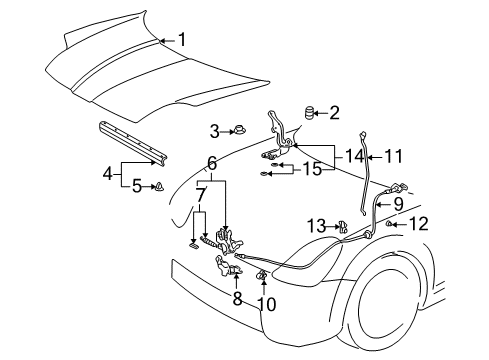 2002 Toyota MR2 Spyder Hood & Components Hinge Assembly Diagram for 53420-17050
