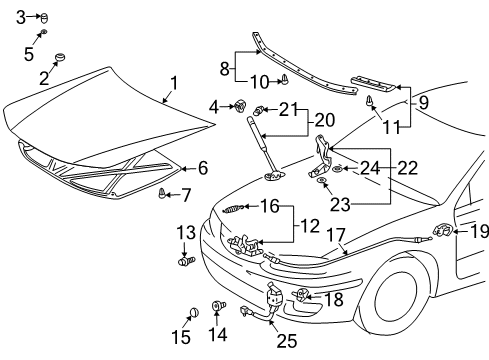 2003 Toyota Solara Hood & Components Cushion Plug Diagram for 90950-01392