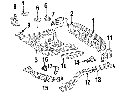 1996 Toyota Corolla Rear Body Suspension Crossmember Diagram for 51206-12060