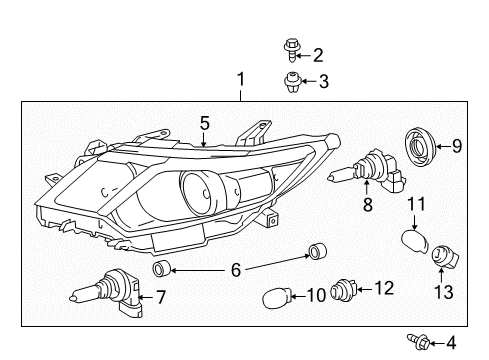 2012 Toyota Camry Headlamps Composite Assembly Diagram for 81150-06470