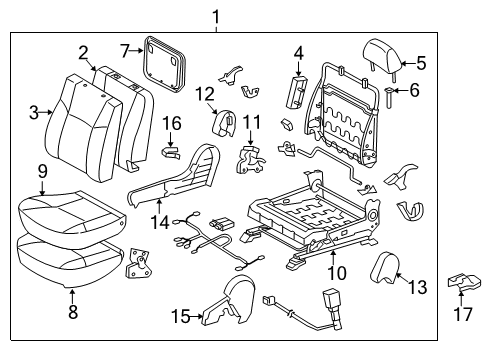 2010 Toyota Tacoma Front Seat Components Cushion Cover Diagram for 71071-0Y060-B1