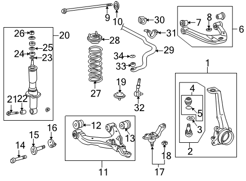 1999 Toyota 4Runner Front Suspension Components, Lower Control Arm, Upper Control Arm, Stabilizer Bar Spring Diagram for 48131-35350