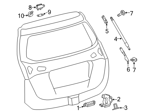 2014 Toyota RAV4 Lift Gate Lift Cylinder Upper Bracket Diagram for 68946-0R010