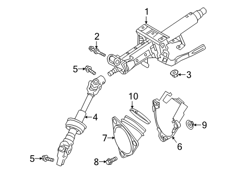 2022 Toyota Camry Steering Column & Wheel, Steering Gear & Linkage Hole Cover Cap Diagram for 45253-06180