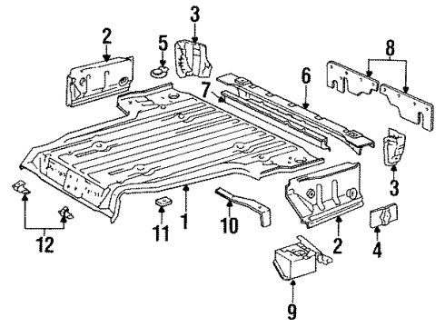 1993 Toyota 4Runner Rear Floor & Rails Hole Cover Diagram for 90950-01234