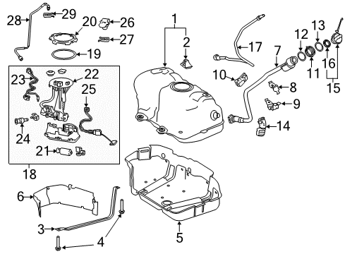2019 Toyota Camry Fuel Supply Fuel Pump Diagram for 23101-0P010