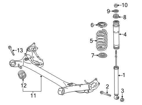 2014 Toyota Prius C Rear Suspension Shock Diagram for 48530-52M30