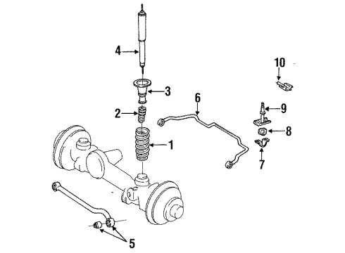 1994 Toyota Land Cruiser Front Suspension Components, Lower Control Arm, Upper Control Arm, Stabilizer Bar Shock Absorber Diagram for 48511-69386