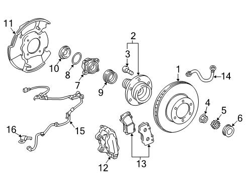 2020 Toyota Tacoma Front Brakes ABS Sensor Wire Diagram for 89516-04140