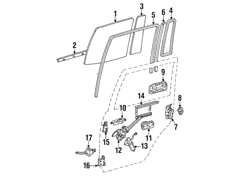 1992 Toyota Land Cruiser Door & Components Motor Diagram for 85710-60011