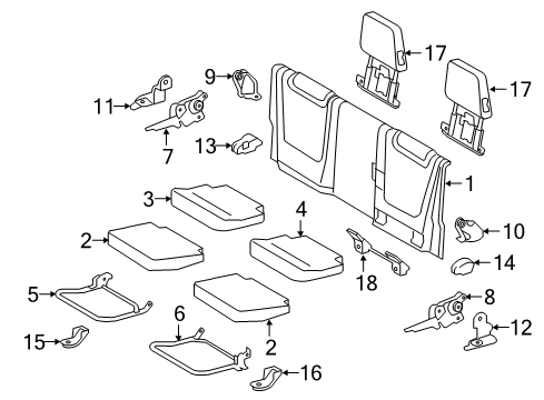 2019 Toyota Tacoma Rear Seat Components Headrest Diagram for 71940-04130-B3
