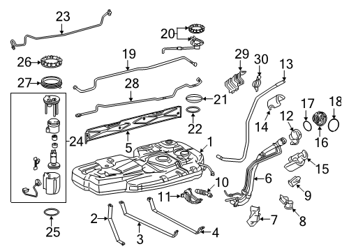 2018 Toyota Sienna Fuel System Components Filler Neck Support Diagram for 77218-08060