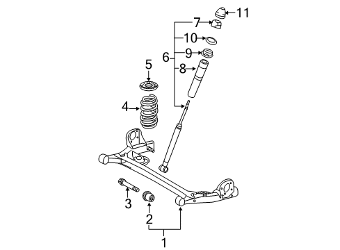 2010 Toyota Sienna Rear Axle, Suspension Components Spring Insulator Diagram for 48257-08020