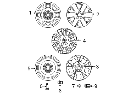2008 Toyota Sienna Wheels Wheel, Alloy Diagram for 42611-AE031
