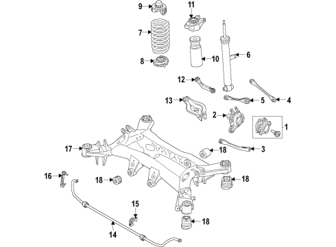 2020 Toyota GR Supra Rear Suspension Components, Lower Control Arm, Upper Control Arm, Ride Control, Stabilizer Bar Rear Hub & Bearing Diagram for 42410-WAA01