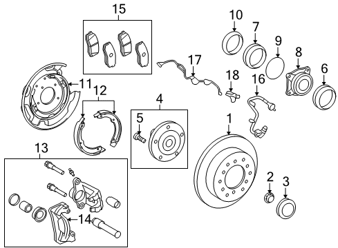 2017 Toyota Sequoia Anti-Lock Brakes Rear Speed Sensor Diagram for 89546-0C030