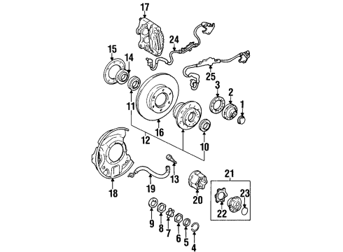 1993 Toyota T100 Brake Components Front Axle Hub Sub-Assembly, Left Diagram for 43502-39085
