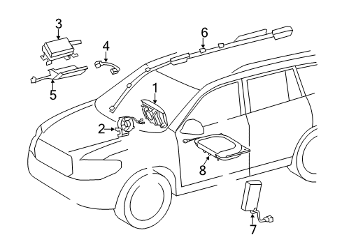 2014 Toyota Highlander Air Bag Components Front Seat Air Bag Diagram for 73910-0E060