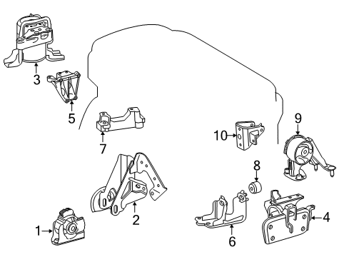 2015 Toyota RAV4 Engine & Trans Mounting Side Mount Bracket Diagram for 12304-36041