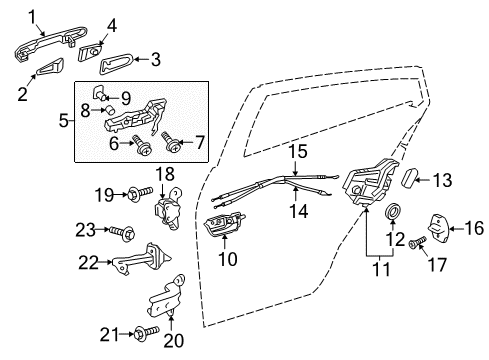 2019 Toyota Prius AWD-e Rear Door Lock Assembly Diagram for 69050-52250