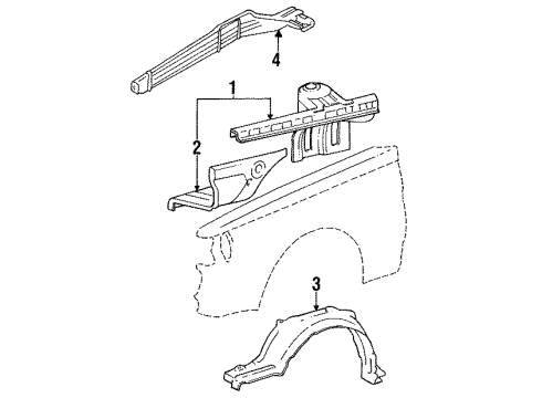 1987 Toyota Cressida Structural Components & Rails Liner, Front Fender, RH Diagram for 53875-22040