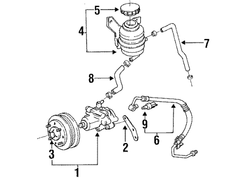 1994 Toyota Previa P/S Pump & Hoses, Steering Gear & Linkage Return Hose Diagram for 44412-28160