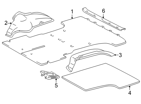 2000 Toyota 4Runner Interior Trim - Rear Body Carpet Assy, Rear Floor Diagram for 58570-35080-E0